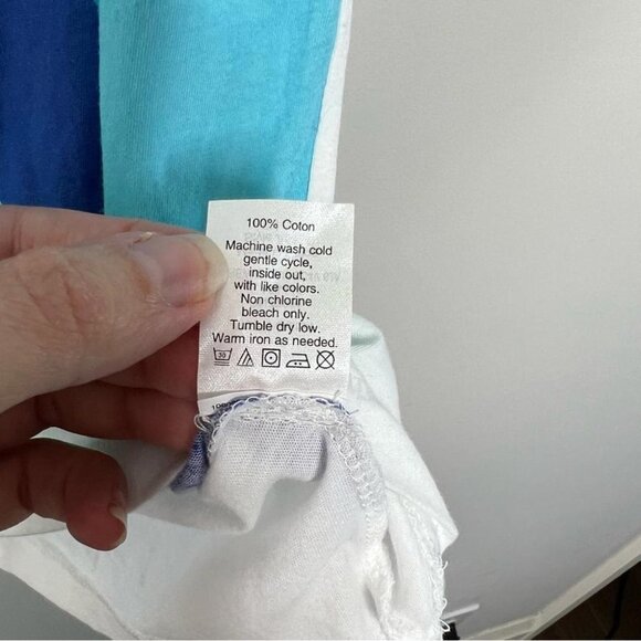J Crew Factory Womens Size XS Collectors Tee Teal Blue Flag Print Lightweight - Picture 5 of 7